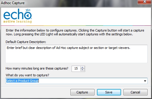 AdHoc capture settings dialog box for generic login as described.